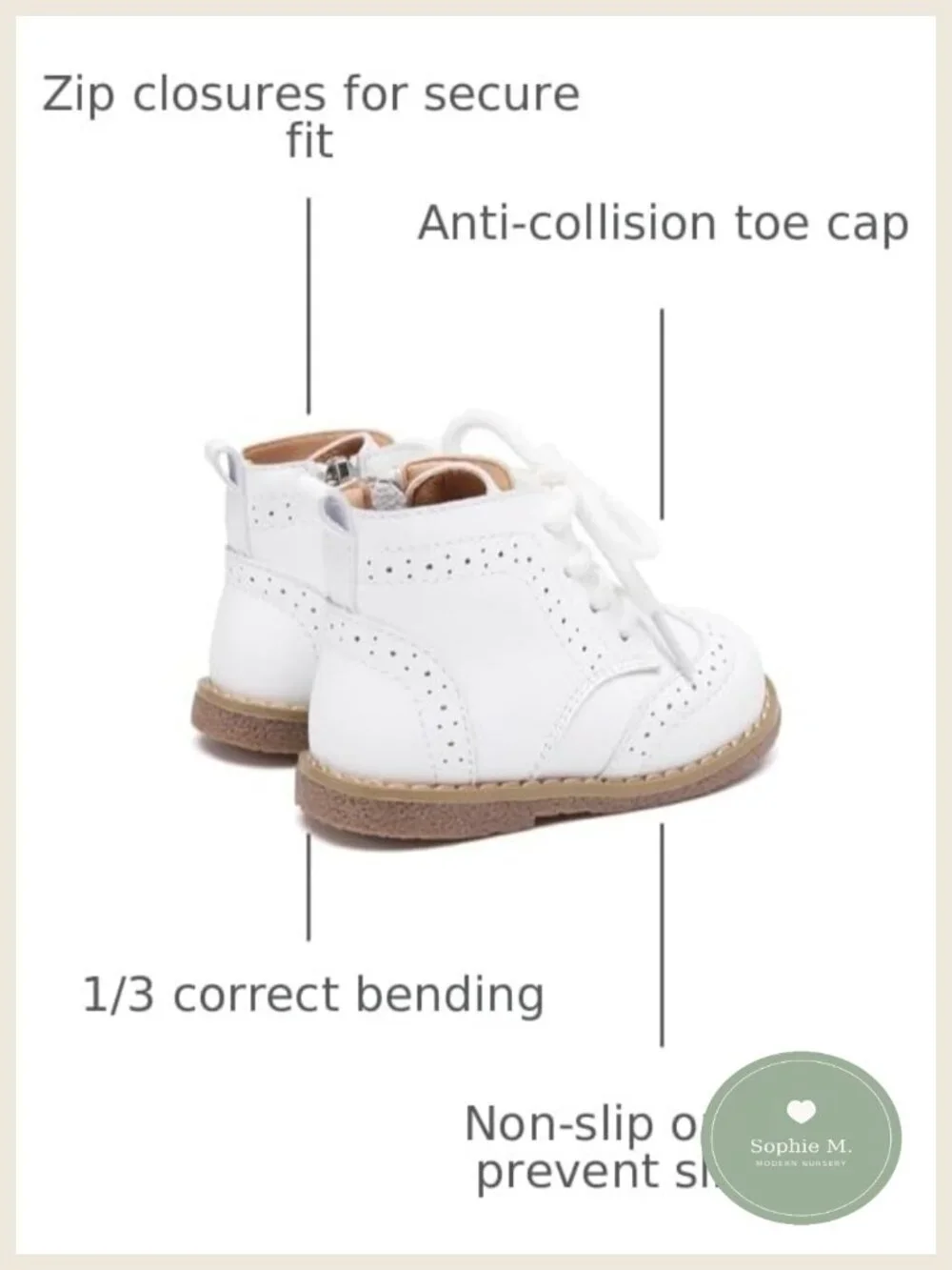 Faux Leather Baby Boots Non-Slip First Walker Zip Closure